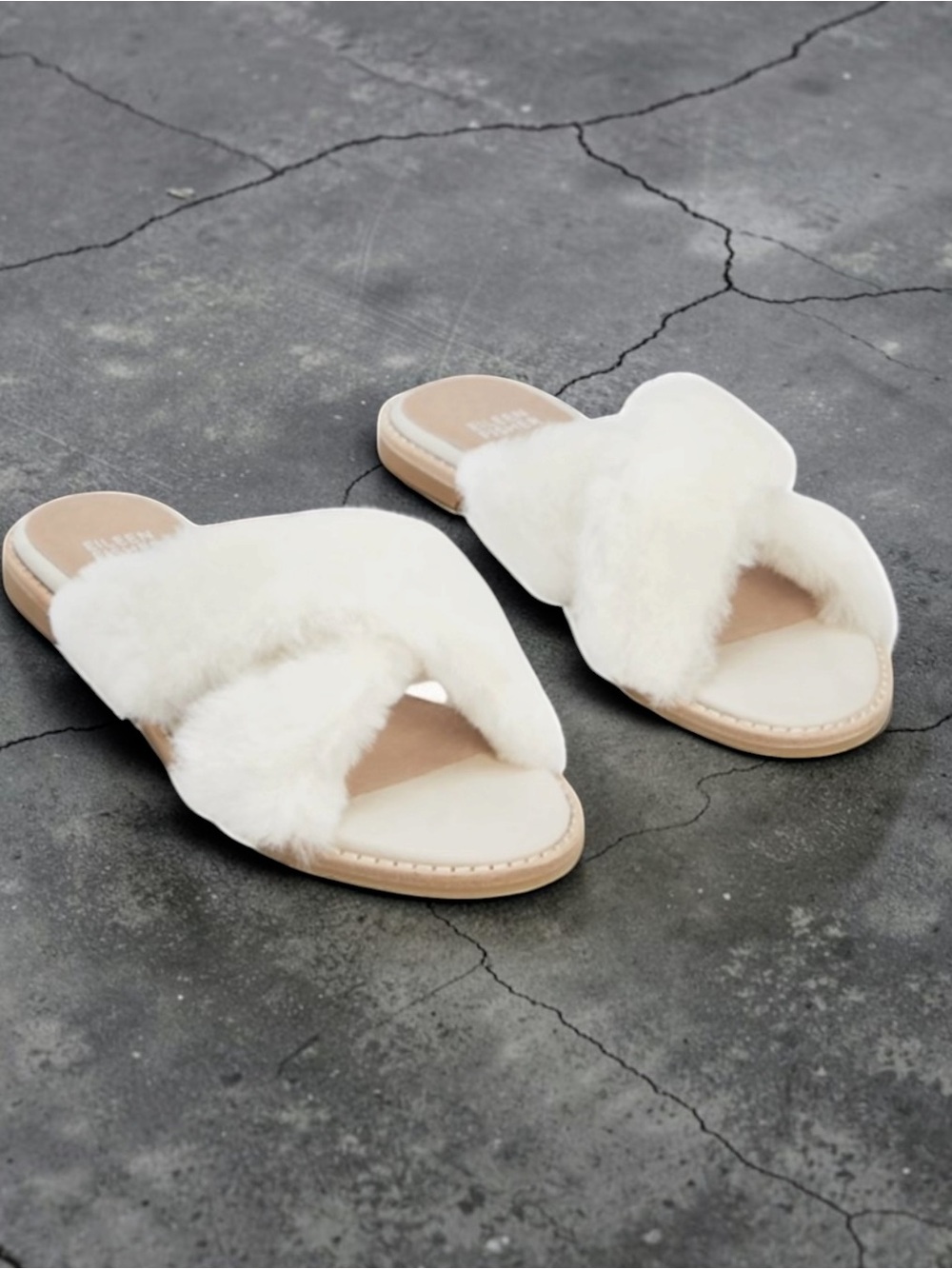 Eileen Fisher Cross Shearling Slippers